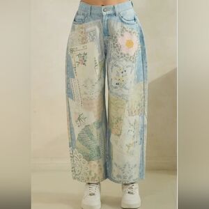 V6 Patchwork Wide-Leg Jeans